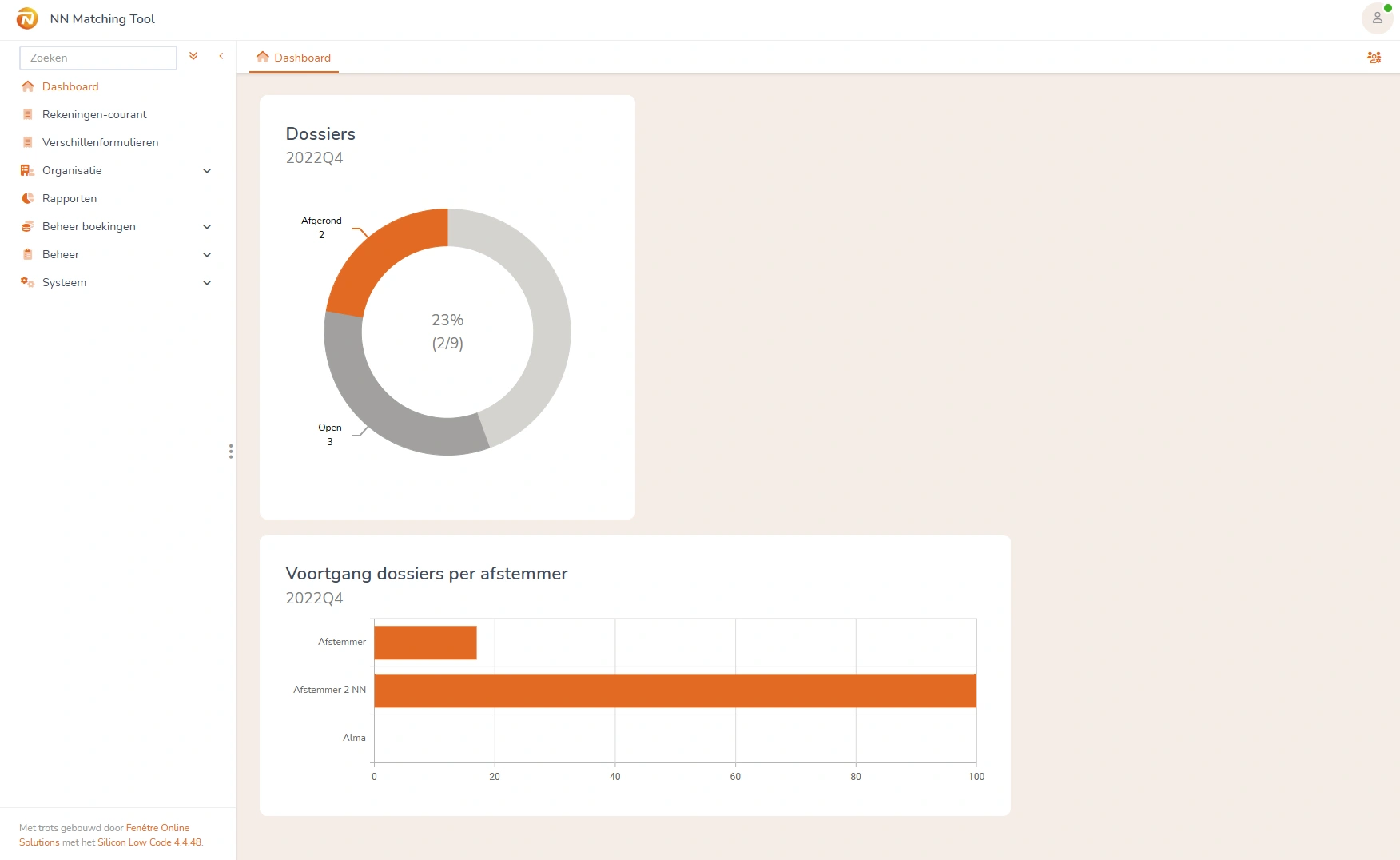 Matching tool boekingen dashboard.webp