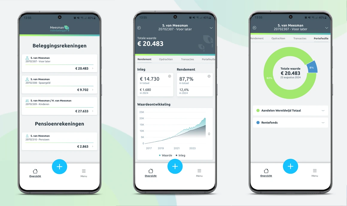 Meesman Mobiele Applicatie Screens
